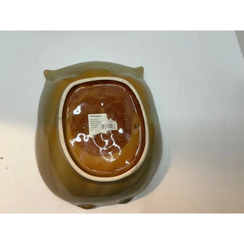 Vintage Owl Serving Bowl‎ Salt Pepper Shaker Toothpick Holder Set Brown Green
